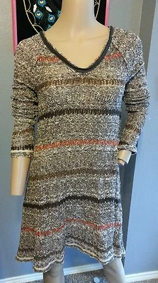 Free People la Vie Est A Plage Pur Rayure Tricot Dos Ouvert Tunique Haut PULL S - Photo 1/4
