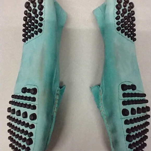 MANOLO BLAHNIK Teal Suede Driving Loafers Terry Lined Size  display picture 1