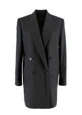 Celine 2023 Grey Wool Blend Double Breasted Tailored Coat Size F 40 Uk 12 Us 8