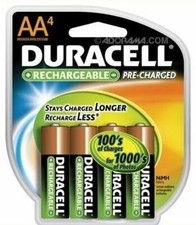 Duracell DX1500 AA 2000 mAh NiMH Rechargeable Batteries - 4 Count