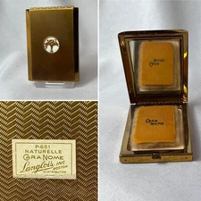 Vtg Cara Nome Langlois Compact Floral Basket Mirrored P651 Naturelle Powder Box