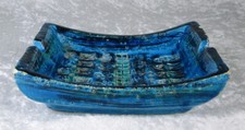 Bitossi Aldo Londi Raymor Rimini Blue Pottery Ashtray Mid Century Modern Italy