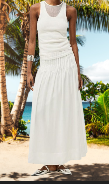H&M Limited Edition White Lyocell Flared Pintuck Pockets H&M Limited Edition White Lyocell Flared Pintuck Pockets