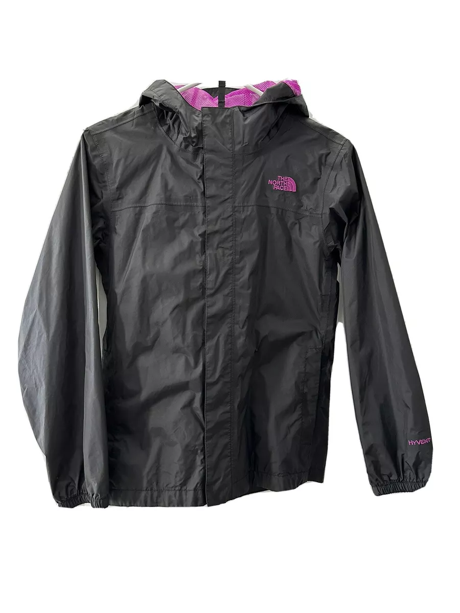 The North Face Girls Hyvent Jacket Windbreaker Rain Coat Blue Pink