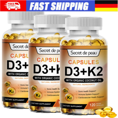 3*120 Vitamin K2 MK-7 D3 5000IU Vitamin 120 Kapseln Verbesserte Schlaf