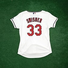 Nick Swisher Cleveland Indians Women's White Home Cool Base Jersey