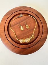 Millefiori Citrine Gemstone Beads Necklace and Earrings Set