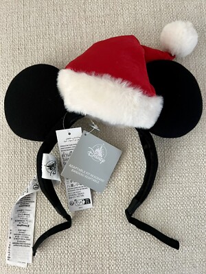 Disney Parks Christmas Holiday Mickey Mouse Santa Hat Ears Headband  Adjustable - Main Image