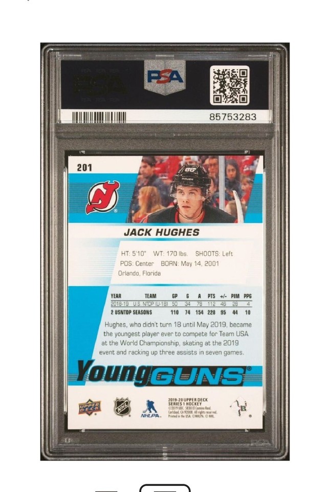 201920 Upper Deck JACK HUGHES Young Guns RC 201 DEVILS