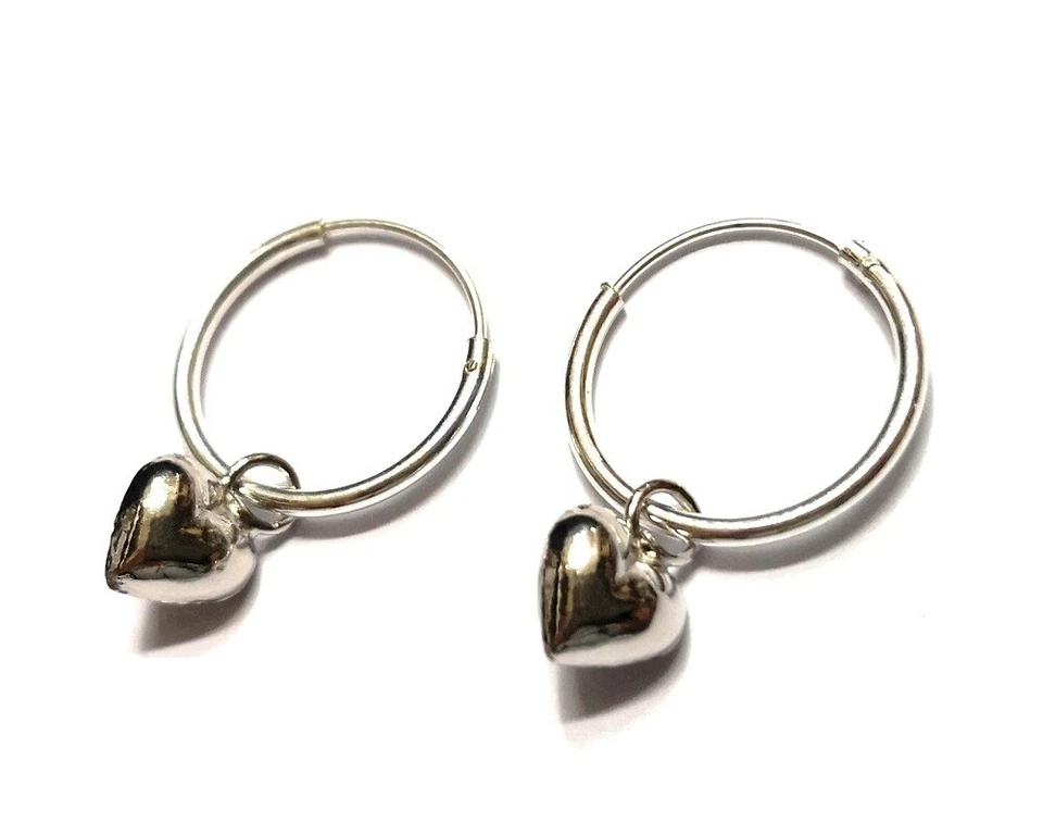 ORECCHINI CERCHIETTO CON PENDENTE CUORE IN ARGENTO 925 - Immagine 3 di 3