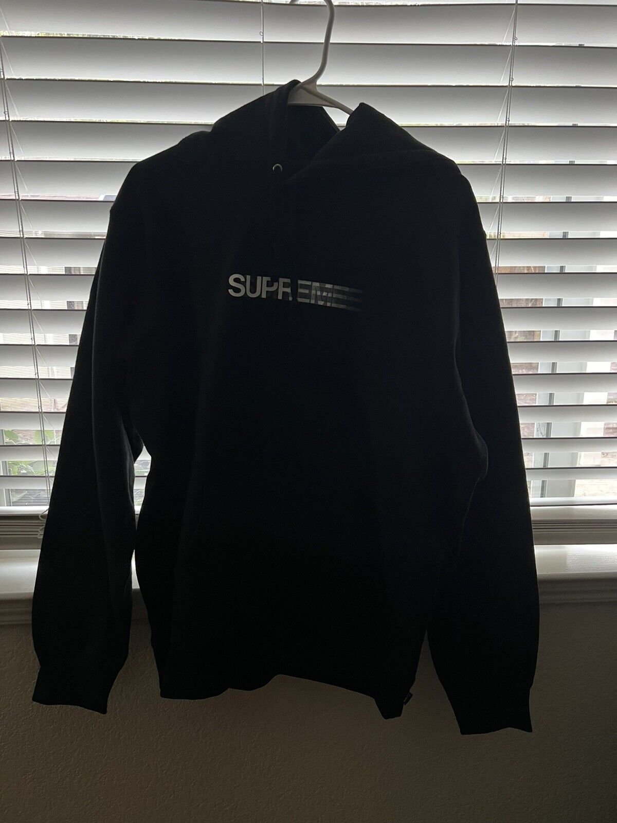 Supreme Motion Logo Hoodie Black Hooded Sweatshirt: Size Medium