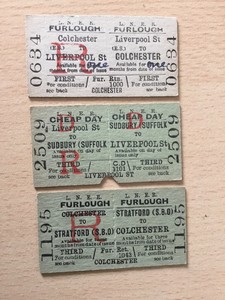 3 X L N E R Railway Ticket Liverpool St Sudbury Stratford B 68 Ebay