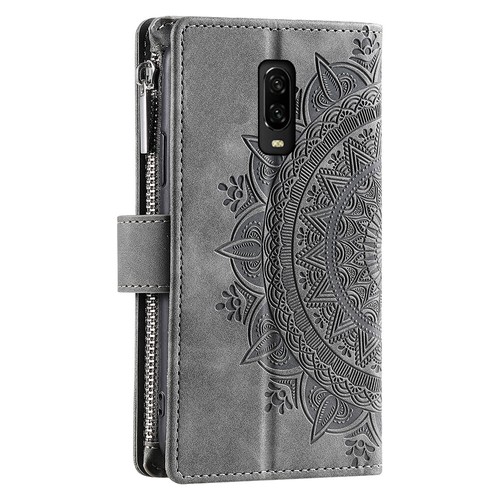 For OnePlus 6T Case Datura Leather Zipper Card Slots Flip Wallet Pocket Cover - Picture 17 of 67