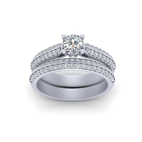 VVS1 Clarity 0.50CT White Moissanite Engagement Ring Set Bridal Wedding Jewelry - Picture 2 of 7
