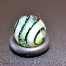 BRYAN TRILLAS GLASS MARBLE/.493"-MOTHER OF PEARL BLACKLIGHT-GREEN LUTZ, NEON,WHT