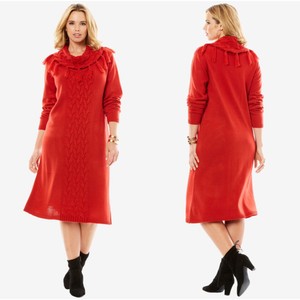red knit sweater dress