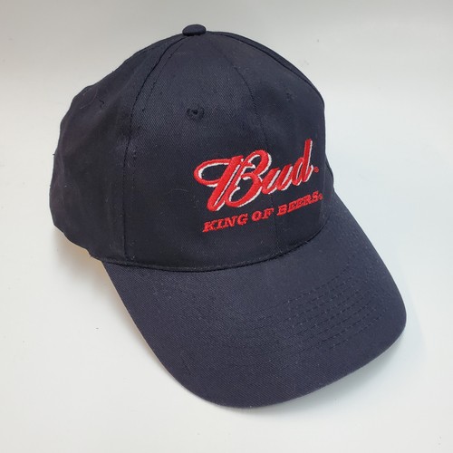 Black Budweiser 'Bud: King of Beers' Vintage Embroidered Logo Hat - Picture 2 of 8