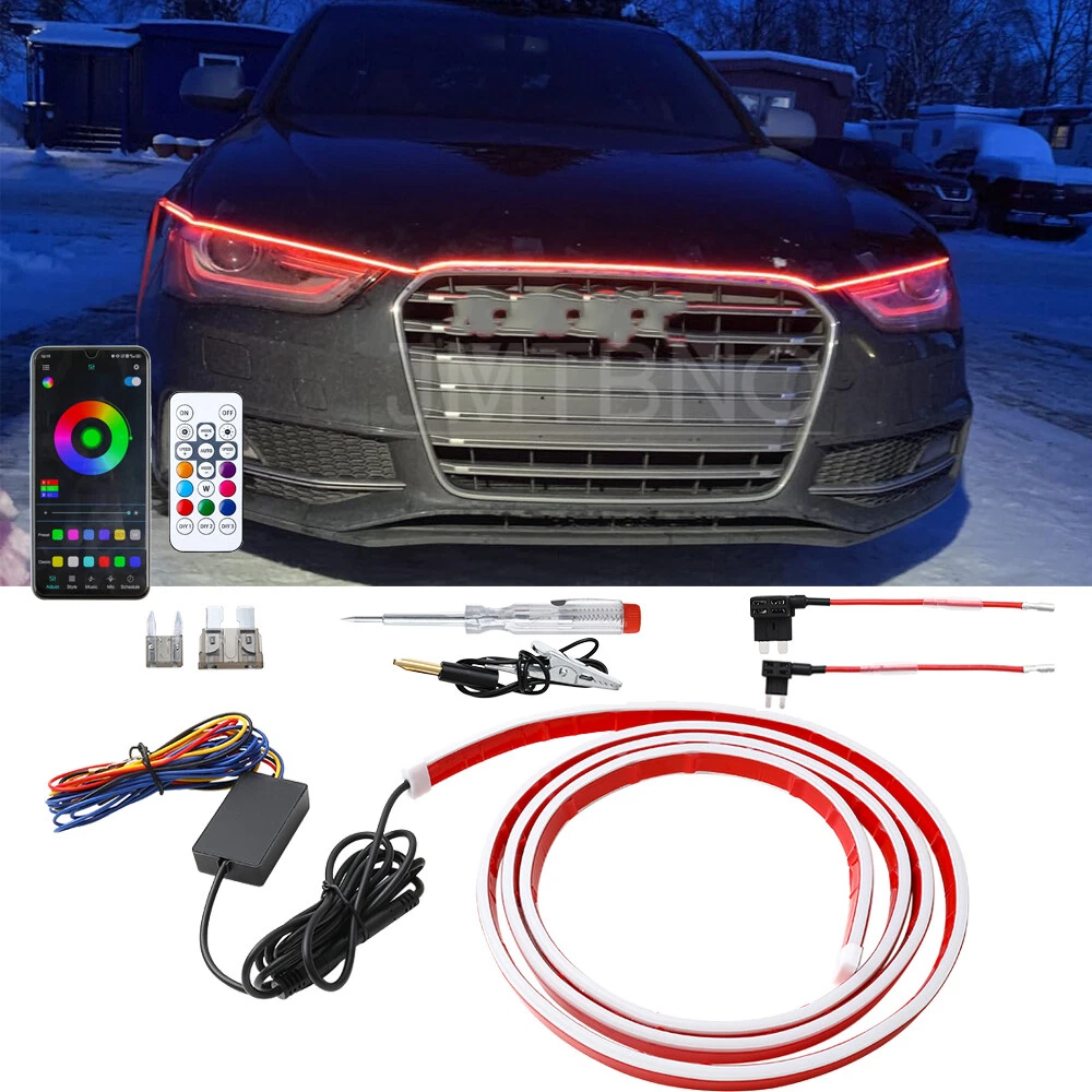 For Audi A4 S4 A5 RGB Start Scan Dynamic Car LED Hood Light Strip DRL 240cm 95''
