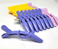 12pcs Salon Croc Hair Styling Clips-Sectioning Plastic Alligator Hair Multicolor