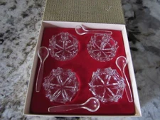 VTG SET OF SALT CELLARS (FOUR) W/ ORG BOX & SPOONS * 70'S *