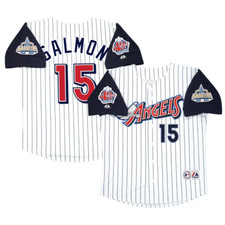 Tim Salmon 2000 40th Patch Stitched Jersey Men  15 White, Gray, Blue