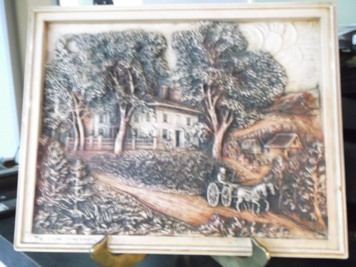 Vintage Early 1930's Arthur Osborne IVOREX 3D Wall Plaque The Olde Homestead - Picture 1 of 11