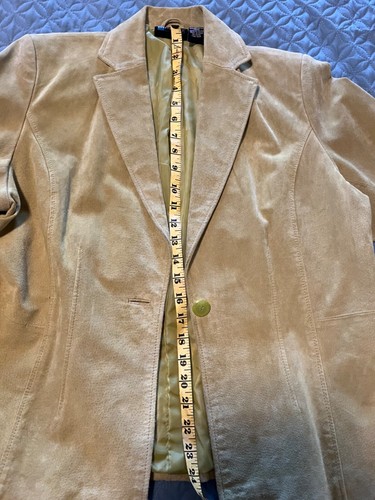Vintage Chartreuse Green Suede Leather Blazer Jacket by Relativity - Size Large - Picture 11 of 11