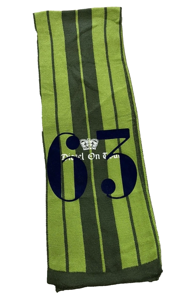 Bufanda bordada tejida a rayas verdes hecha en Italia Diesel On Tour 63 OSFM Foto 3 de 4