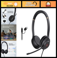 USB Headset with Noise Cancelling Mic  Wired Stereo Headphones for PC, Zoom, UC