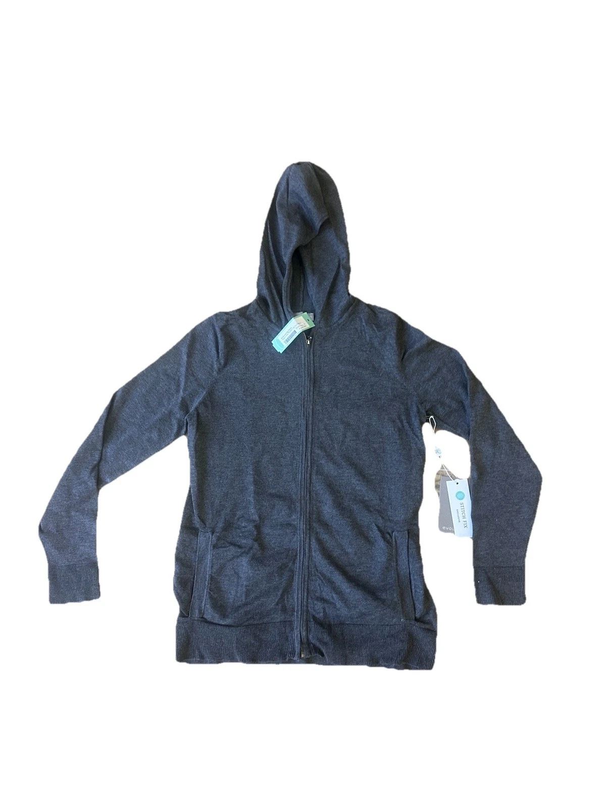 Evolution by Cyrus Sana Front Pocket Zip Up Pullover Jacket Dark Grey Size S NWT