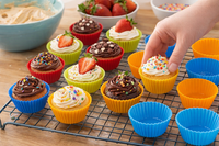 Oxid7 24X Silikon MuffinföRmchen Cupcake FöRmchen Wiederverwendbar Antihaft Bunt