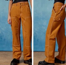 BDG Canvas Carpenter Pants Sz 28 Womens Copper High Waist Straight Leg Festival