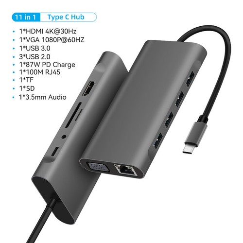 USB C HUB Type C to RJ45 4K 30Hz HDMI VGA Adapter SD TF USB 3.0 2.0 Docking PD 8 - Photo 16/16