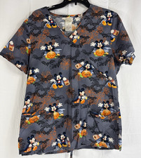 Disney Halloween Scrub Top Medium Vampire Mickey Mouse Pocket Nurse Vet