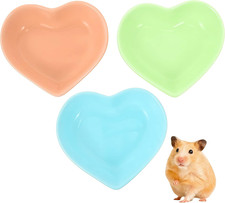 3PC Ceramic Pet Dish 80ML Heart Shaped Anti-Turning Hamster Rabbit