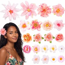 Needbrock 21 Pcs Flower Hair Clips Rose Barrettes for Women Girls, Pink