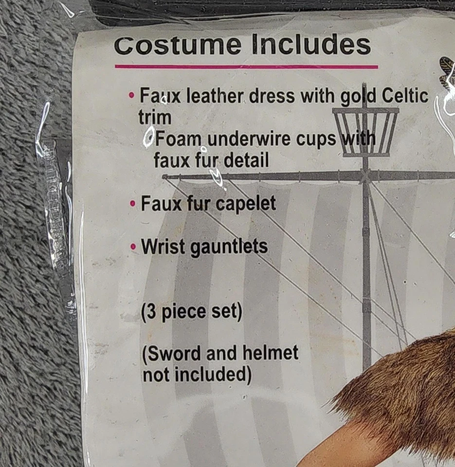 Dreamgirl Disfraz Vikingo Mujer Mediano Imitación Cuero Vestido Borde Celta 10222 Foto 3 de 4