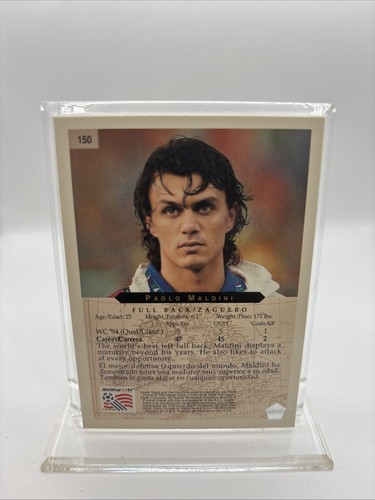 Paolo Maldini 1994 Upper Deck World Cup USA Soccer Card # 150 Italy - Picture 2 of 4