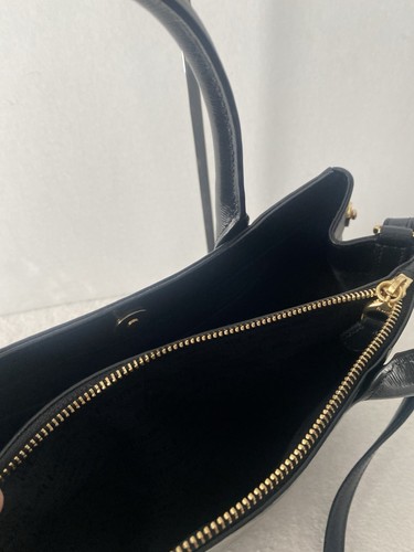 Ralph Lauren RLL Leather Satchel Tote Shoulder Crossbody Bag Black Medium - Picture 15 of 16