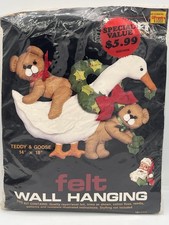 VINTAGE TITAN Teddy  Goose Felt Wall Hanging Kit 14" X 18"