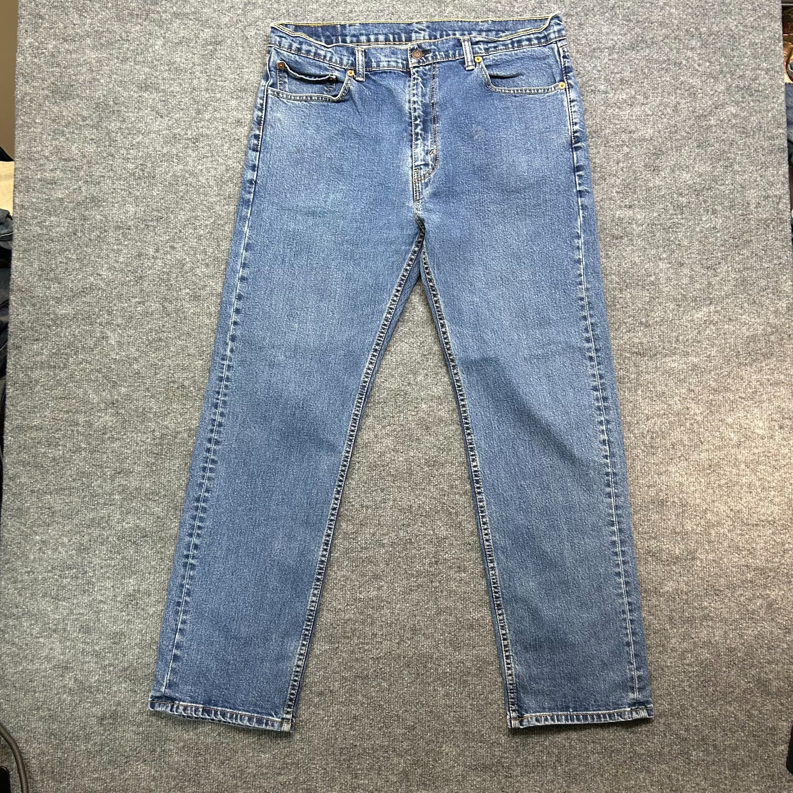 Men's Blue Denim Straight Pockets Classic Zip Fly - 37x32