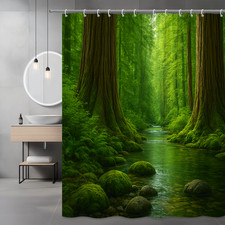 Lush Green Nature Shower Curtain - Forest Inspired Bathroom Decor