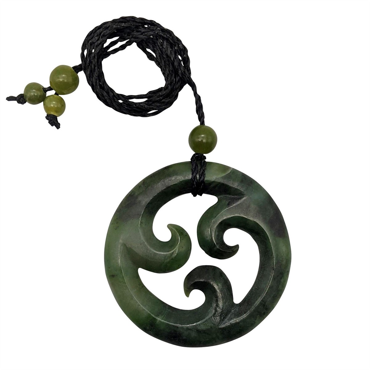 Nephrite Jade Necklace Triple Koru Maori Style Pendant