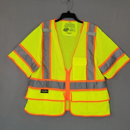 Radwear Men's Hi-Vis Yellow Safety Vest L Reflective Class 3 Ansi Workwear - product listing photo