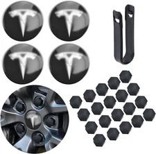 Car Wheel Center Hub Cap Kit with Logo Hubcaps Accessories for TES la Model 3 Mo