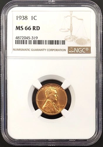 1938 Lincoln Cent certified MS 66 RD by NGC!