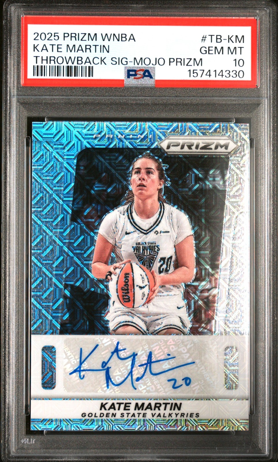 Kate Martin 2025 Panini Prizm WNBA Auto Mojo #/25 Throwback Signatures PSA 10 view 2