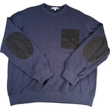 JW Anderson UNIQLO Navy Blue Crewneck Sweatshirt Patch Pocket Elbow Patches M