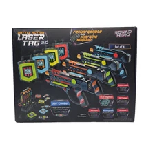 Squad Hero Rechargeable Laser Tag Toy Gift - 4 Blasters & Vests - Ages 8+, Birth