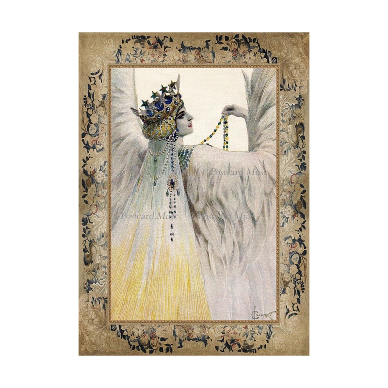 Russian Swan Princess By Solomko Antique Image Cotton Fabric Block Applique